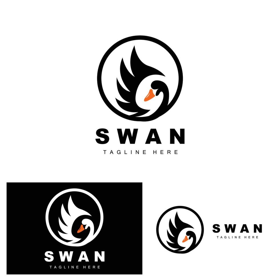 diseño de logotipo de cisne, ilustración de animales de pato, vector de plantilla de marca de empresa