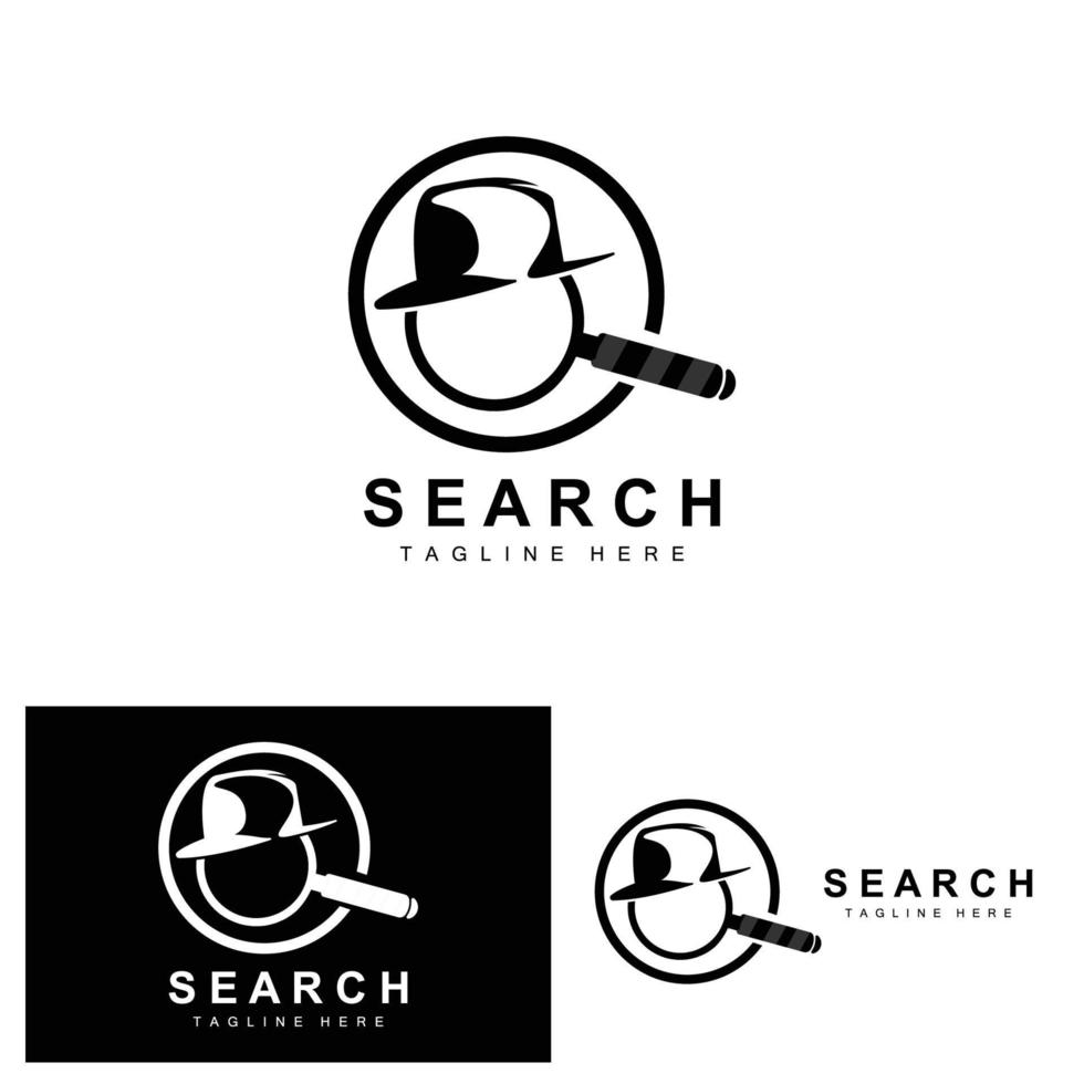 Search Logo Design, Detective Illustration, Home search, Glass Lens, Company Brand Vector