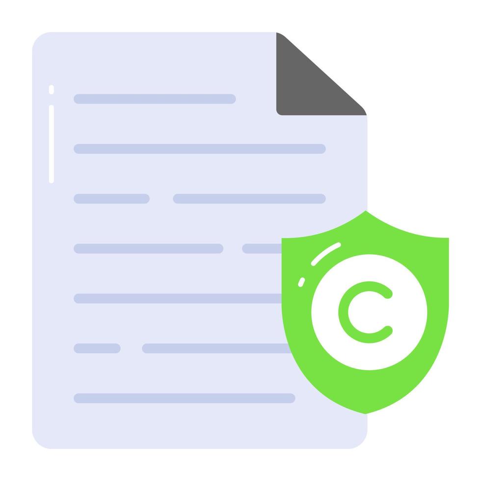 Document page with copyright shield, vector design of copyright content