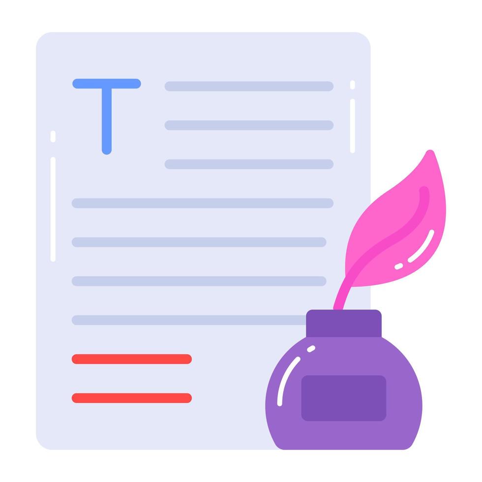 Inkpot and page vector design of content writing vector, easy to use icon