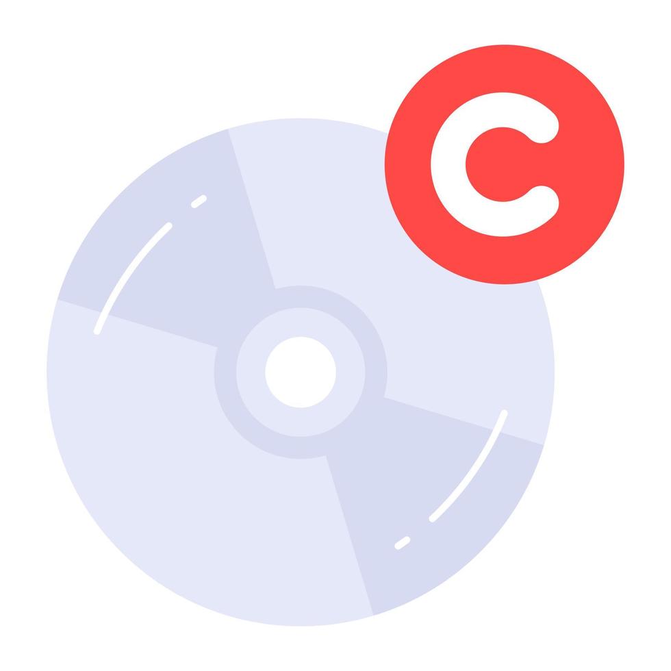 Compact disc with copyright mark, vector design of cd copyright