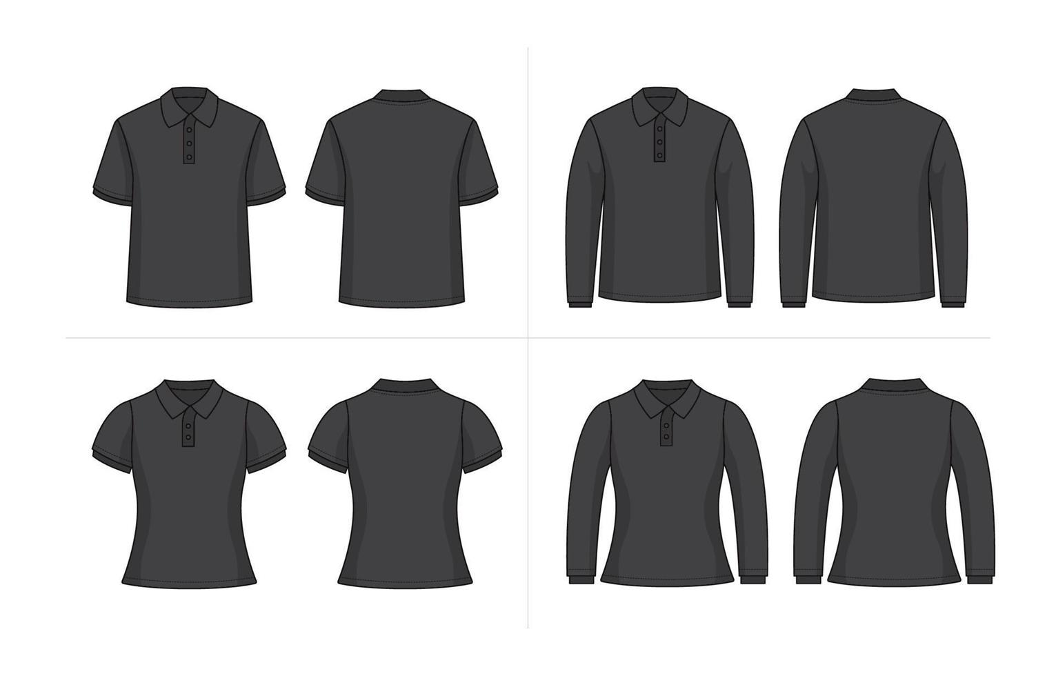 Black Outline Polo Shirt Mockup vector