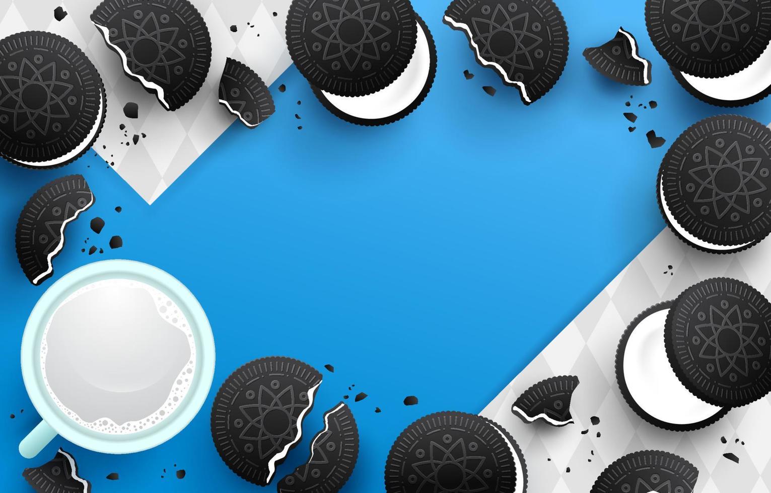 Background of Cookies and Milk vector