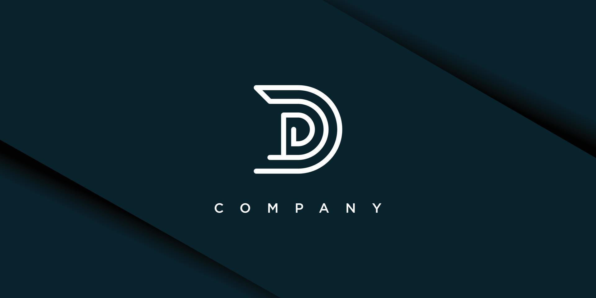 Letter D logo with creative lineart style design premium vector