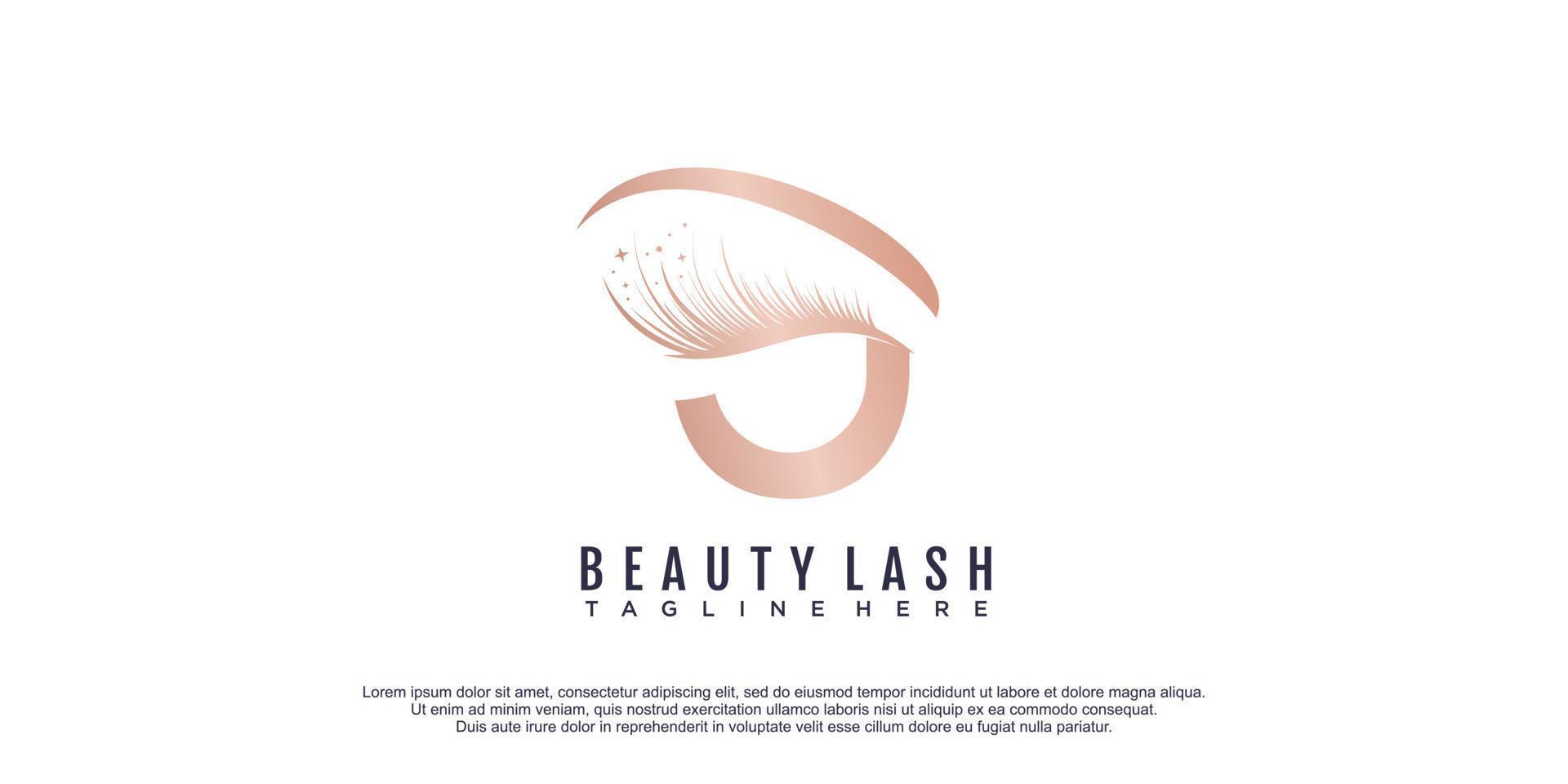 Beauty lashes logo with initial letter U concept and unique style design premium vector