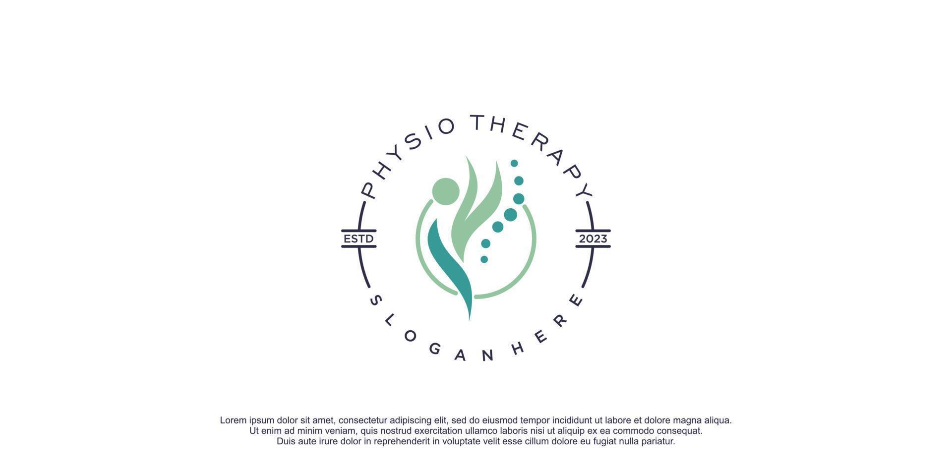 fisioterapeuta logo con creativo y único elemento estilo diseño prima vector