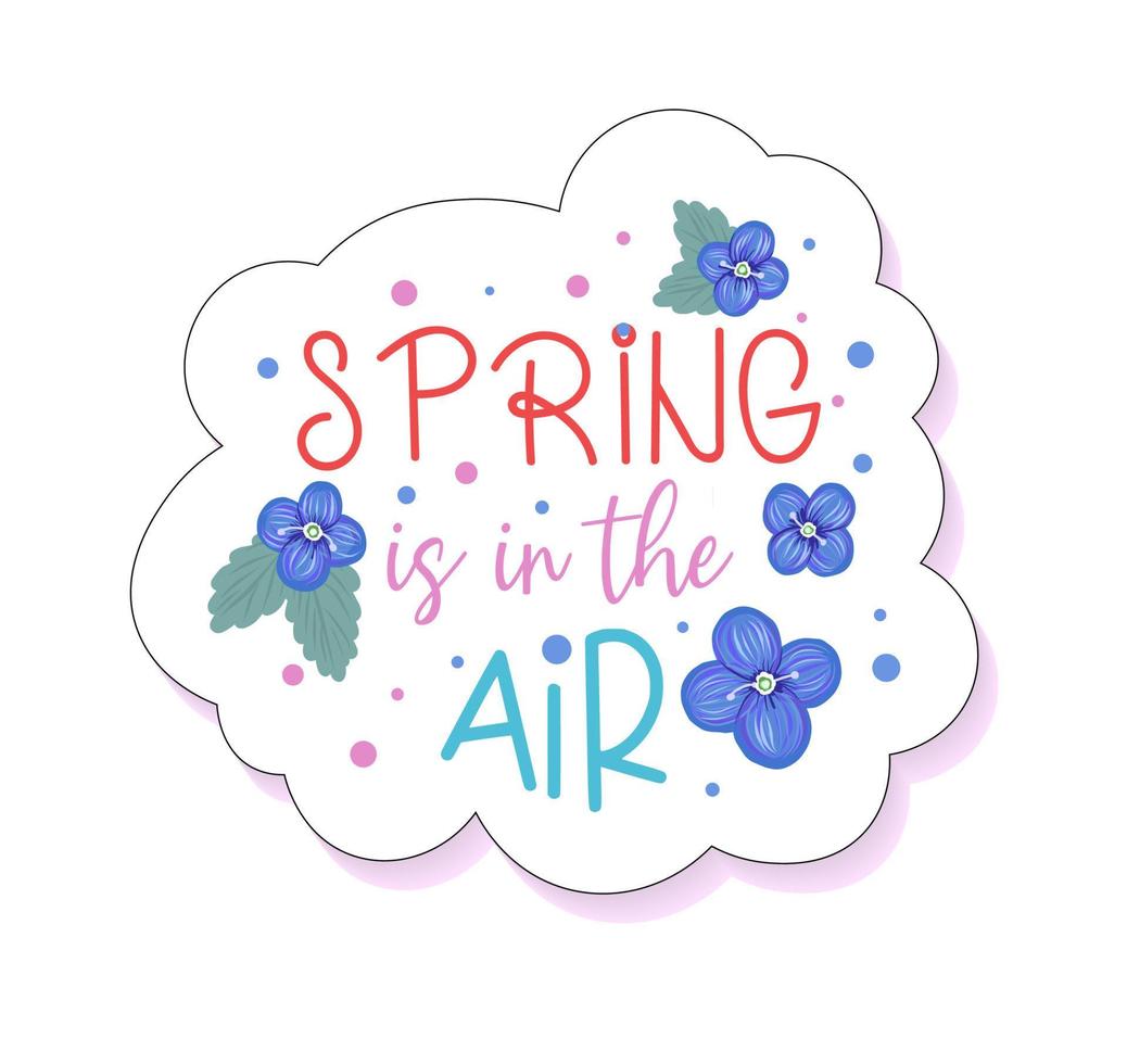 Spring is in air. sticker small blue flowers. spring flowers hyacinth. cute cartoon stickers vector