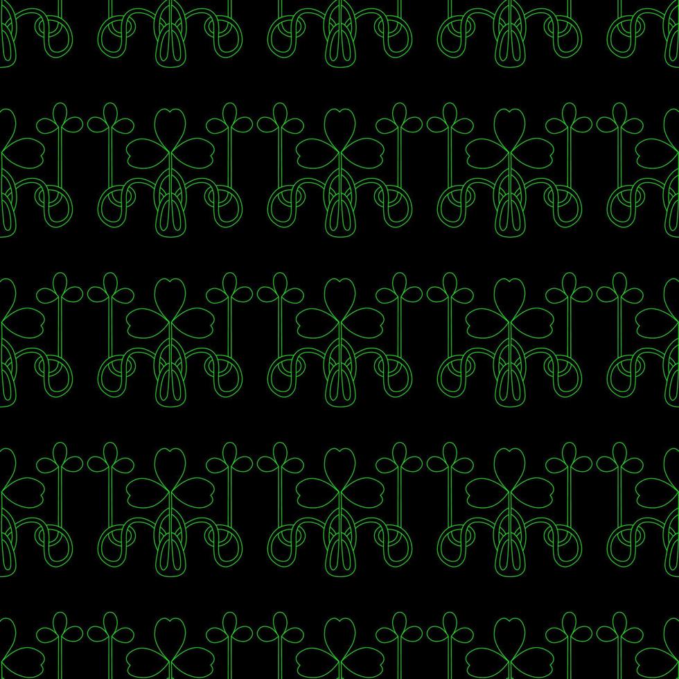 St. patrick's day pattern. Wrapping paper design for patrick's day. Green background. Clover and shamrock. vector