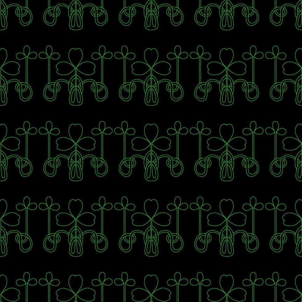 St. patrick's day pattern. Wrapping paper design for patrick's day. Green background. Clover and shamrock. vector