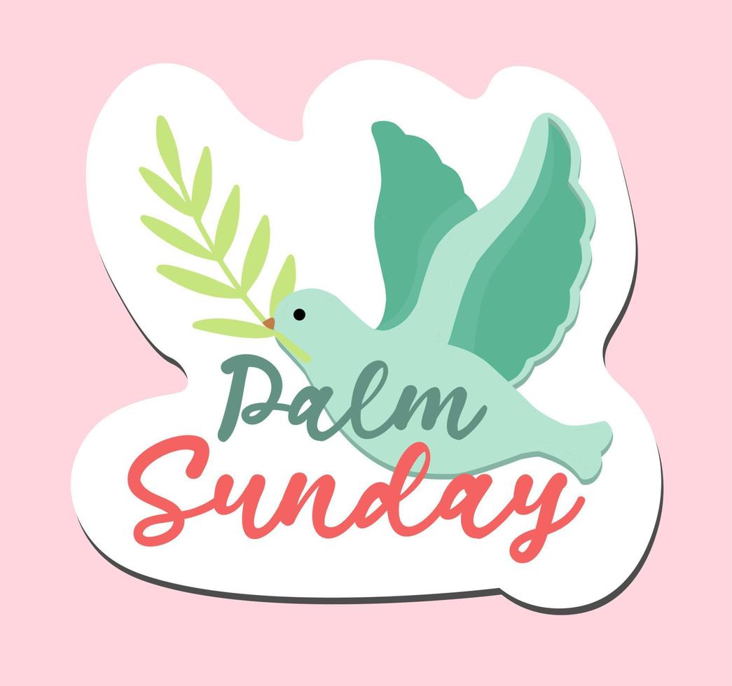 Dove with a palm branch. Christian symbols. dove symbol of peace. Palm Sunday seeker.christian sticker. vector