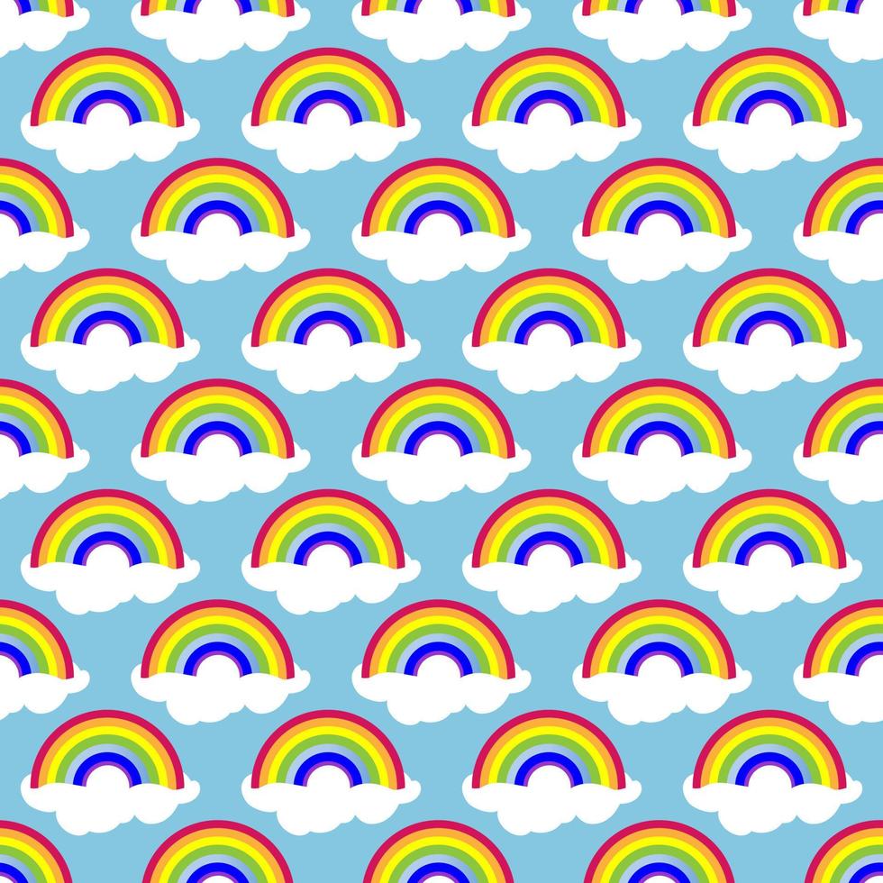 Seamless pattern, rainbow on a cloud in the sky vector