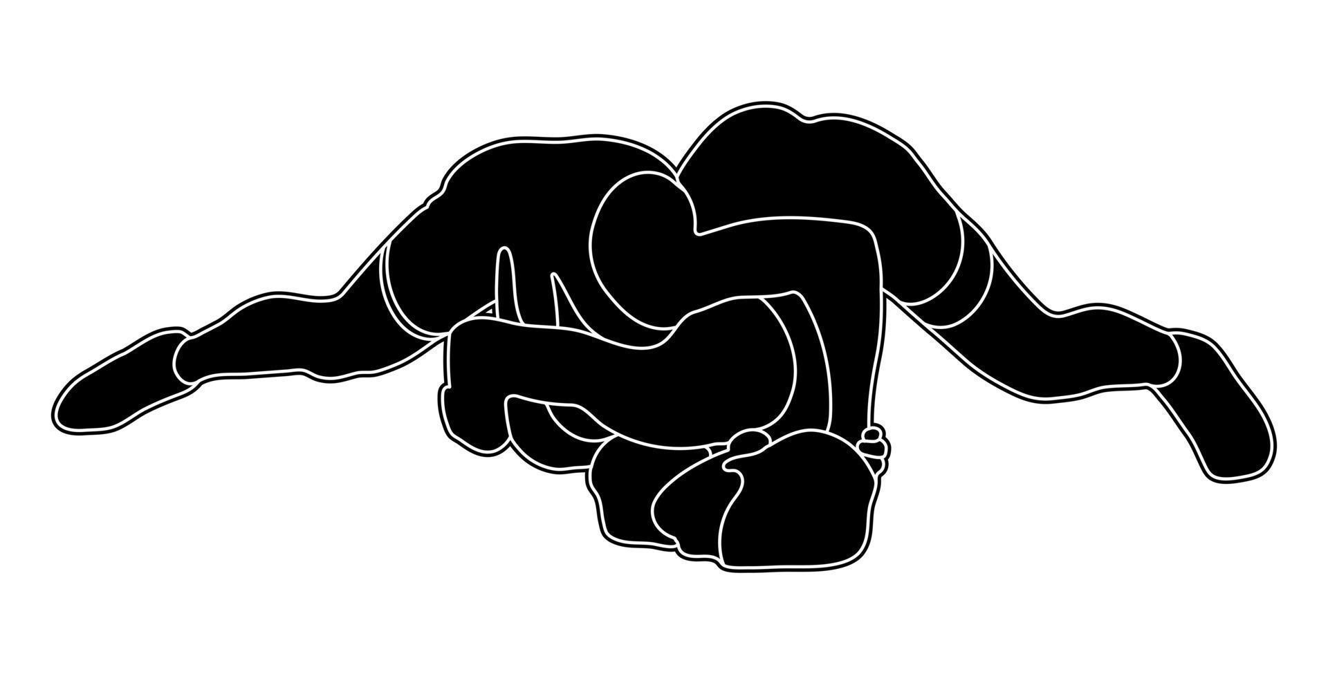 Silhouettes athletes wrestlers in wrestling, duel, fight. Greco Roman, freestyle, classical wrestling. Martial art vector