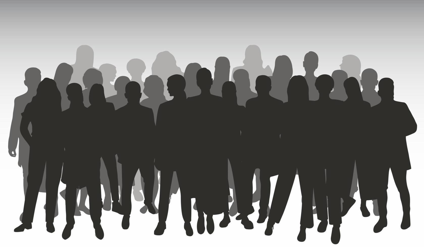 Crowd silhouette outline, group of people. Youth, business group. Isolated vector