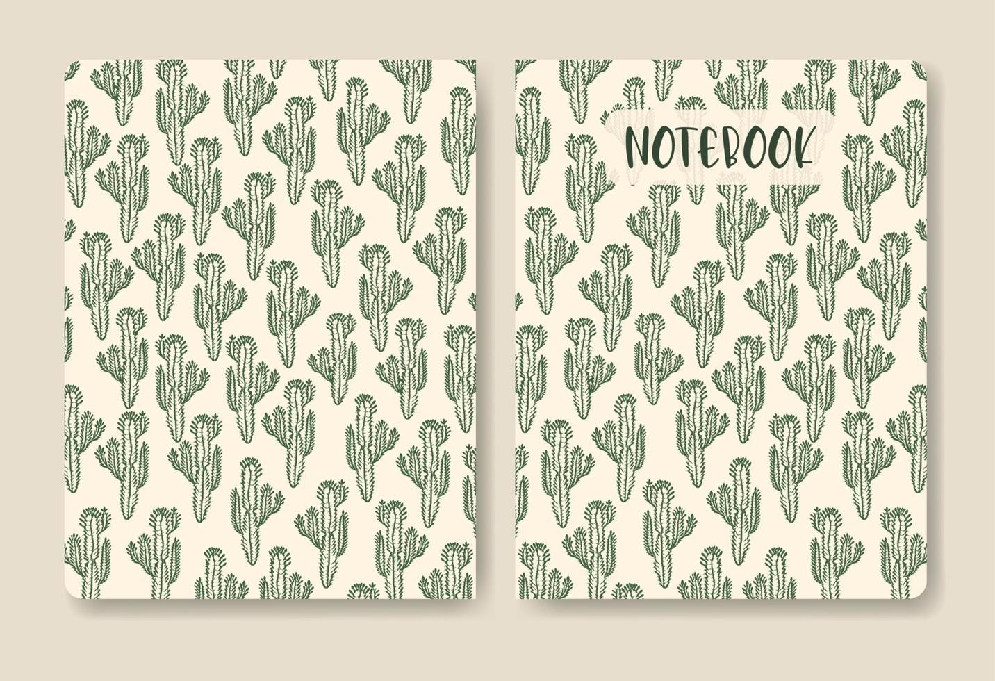 Seamless pattern vector summer cactus creative trendy notebook cover template. Flat modern abstract design, geometric mock-up