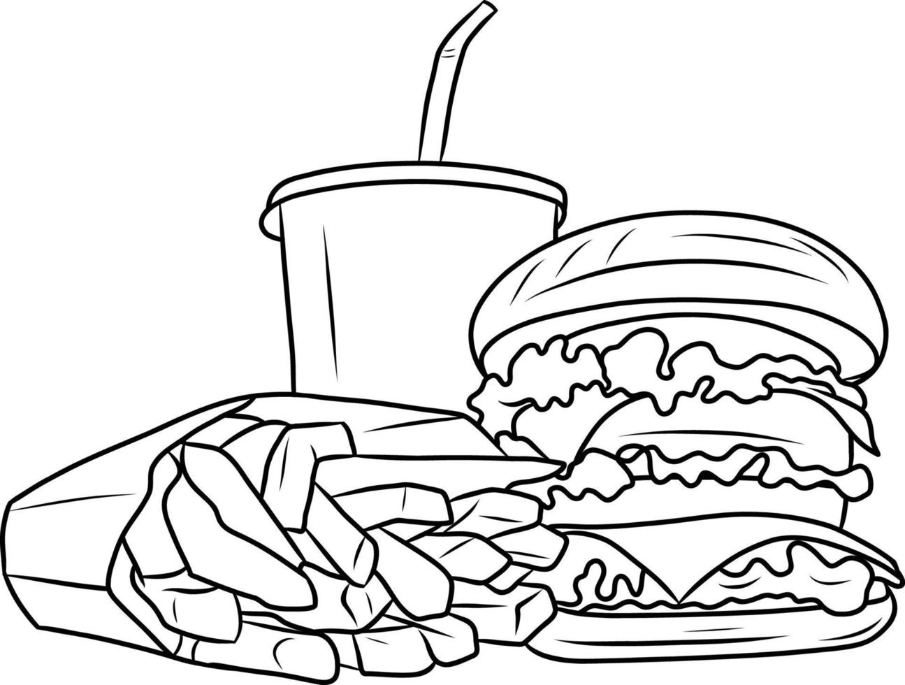 Hand Drawn Cheese Hamburger Isolated vector