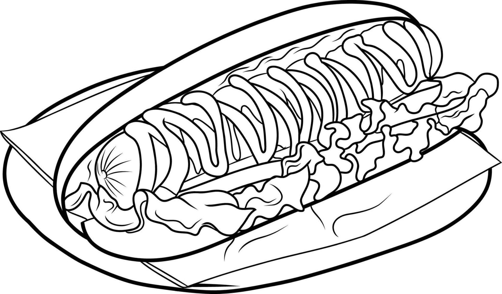 Fast Food Hot Dog Drawing Cartoon Isolated vector