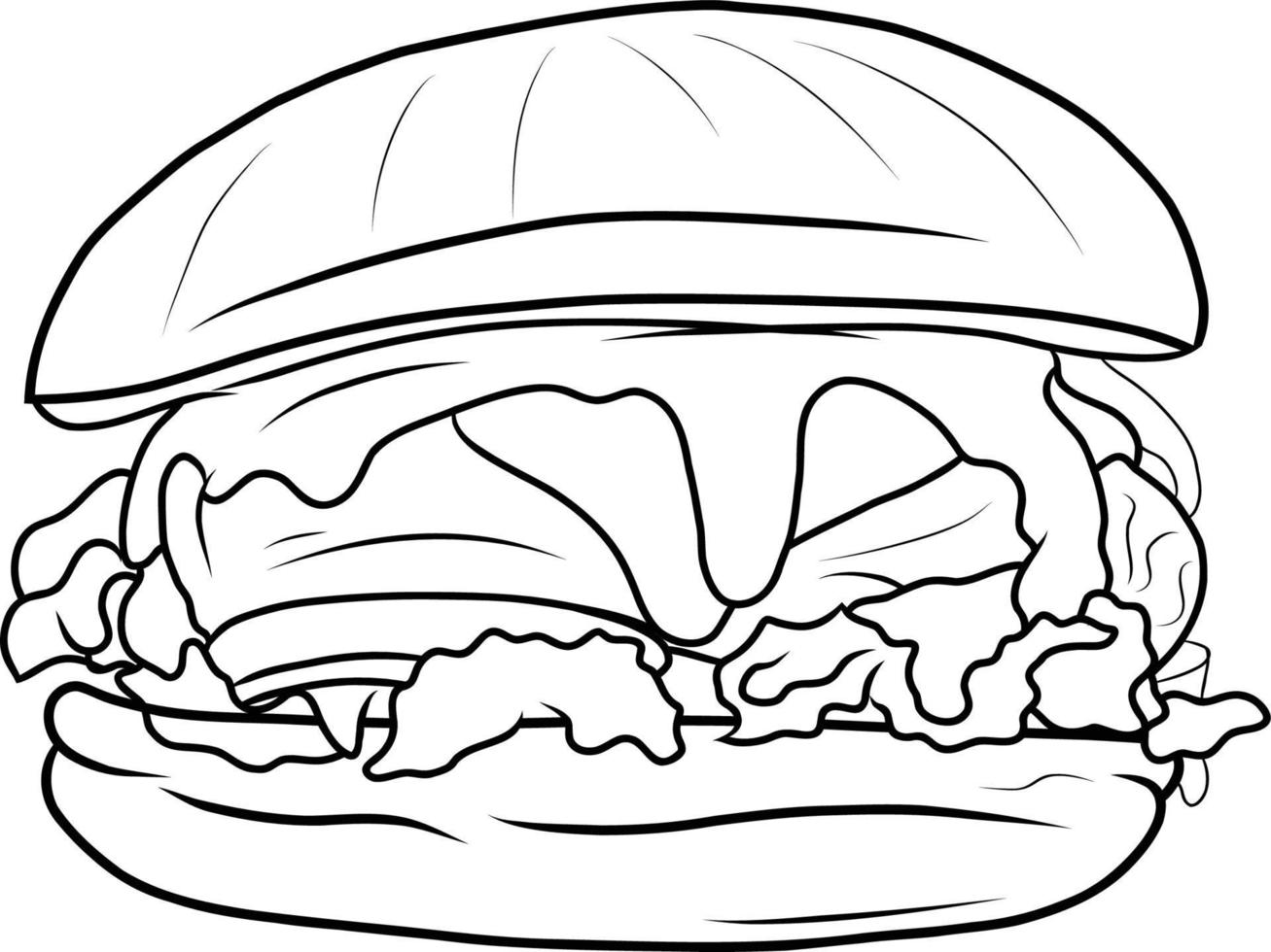 Hand Drawn Cheese Hamburger Isolated vector