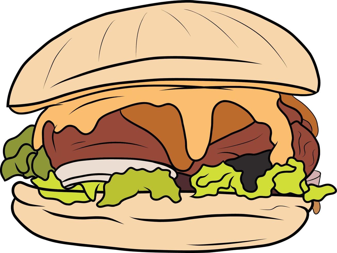 mano dibujado queso hamburguesa aislado vector