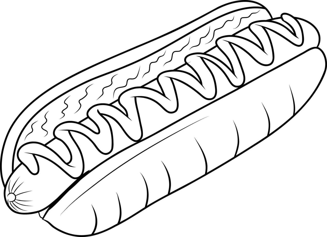 Fast Food Hot Dog Drawing Cartoon Isolated vector