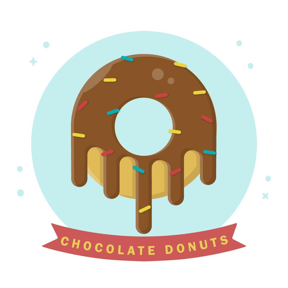 rosquilla chocolate panadería. plano icono vector diseño