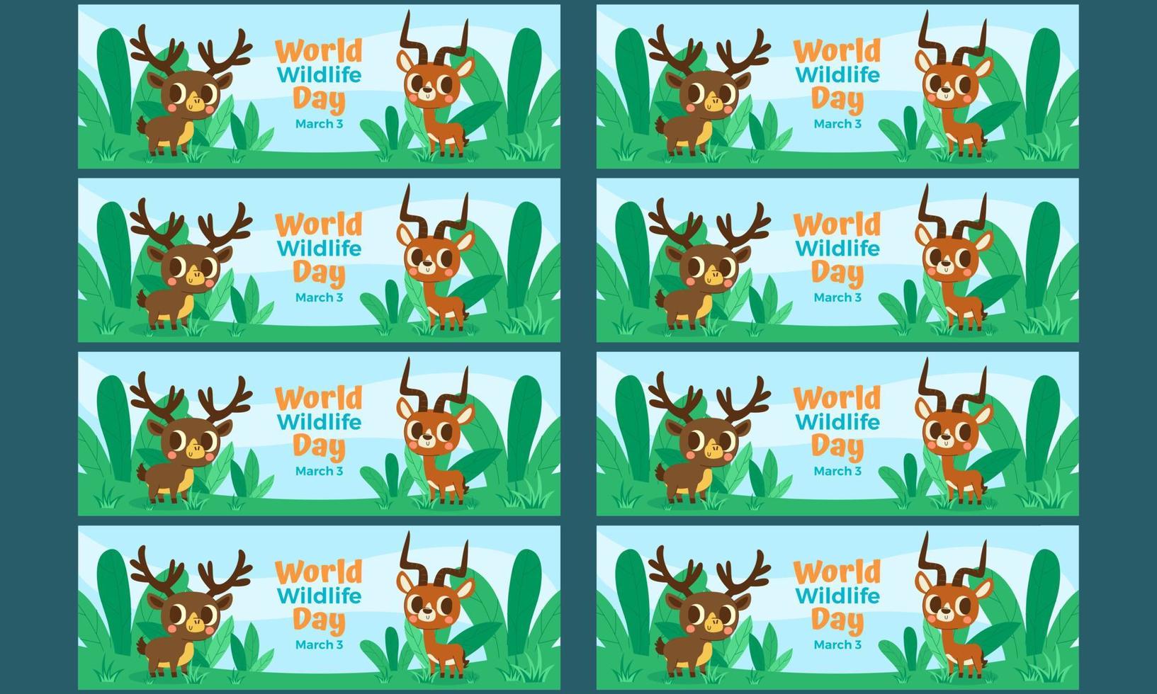 world wildlife day banner template set vector flat design