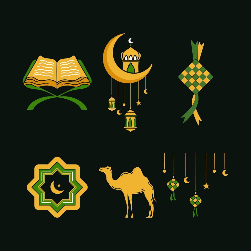 islamic ramadan kareem and idul fitr icon illustration vector