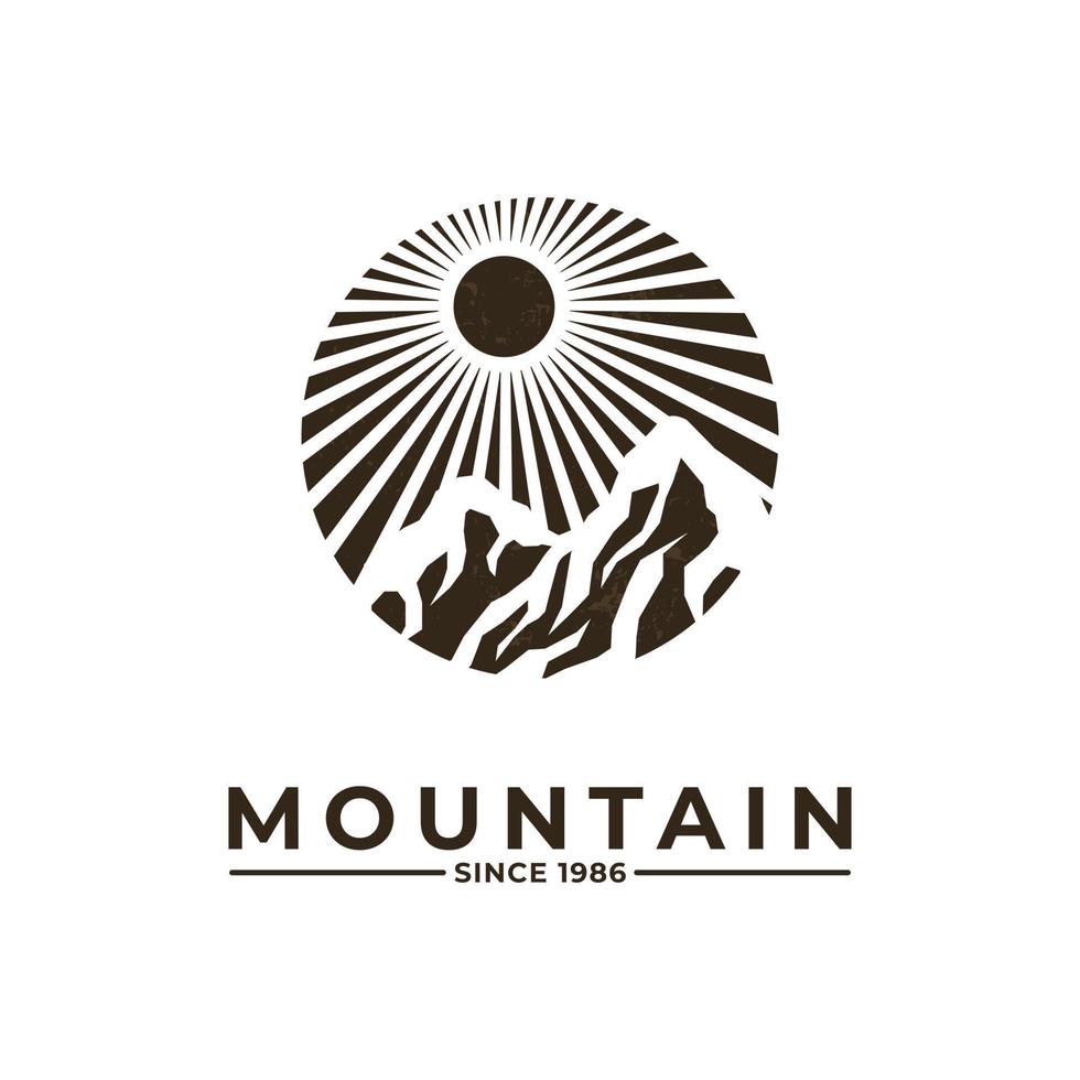 diseño de logotipo de montaña de aventura vintage vector