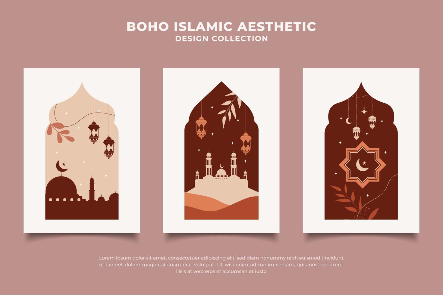 resumen boho islámico estético mínimo diseño colección vector