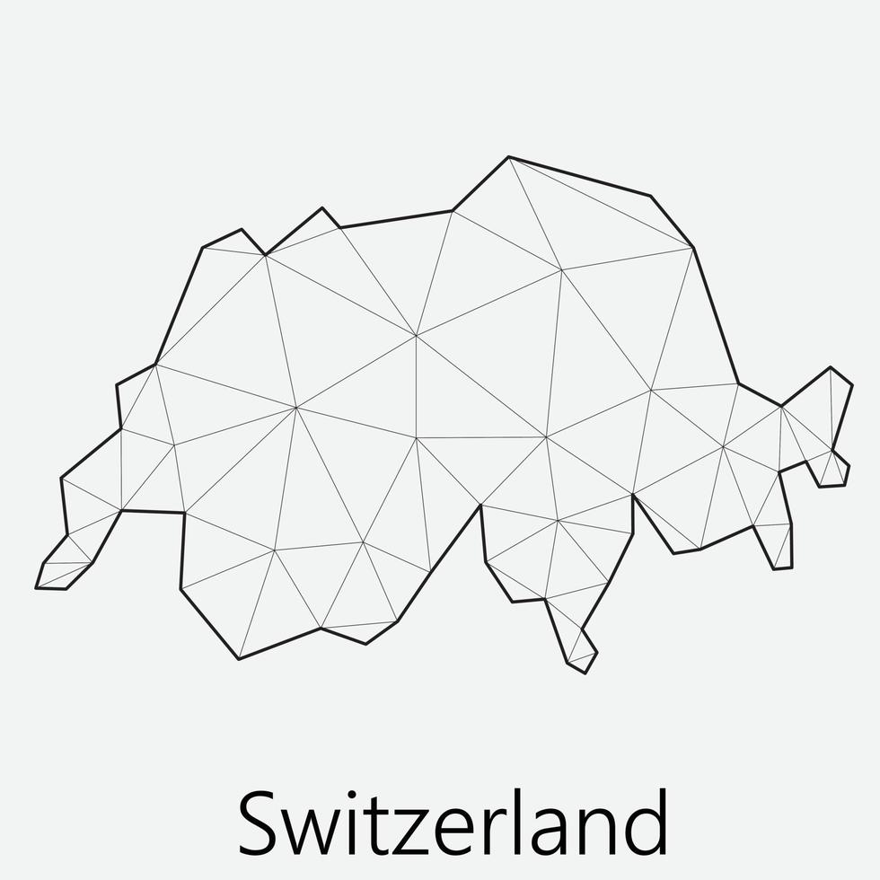 Vector low polygonal Switzerland map.