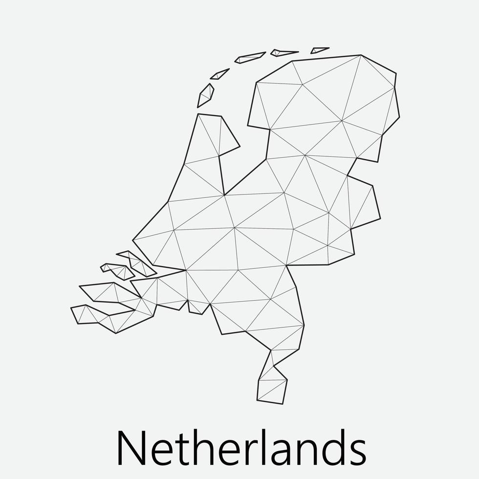 Vector low polygonal Netherlands map.