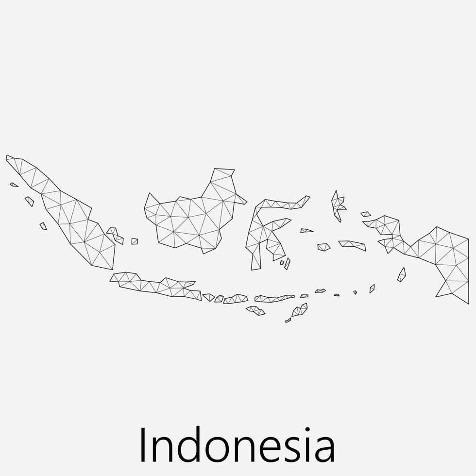 Vector low polygonal Indonesia map.