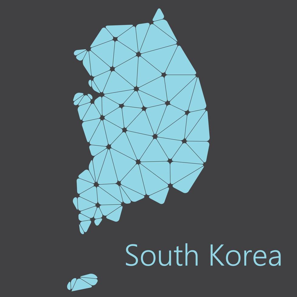 Vector low polygonal South Korea map.