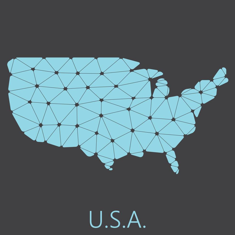 Vector low polygonal United States map.