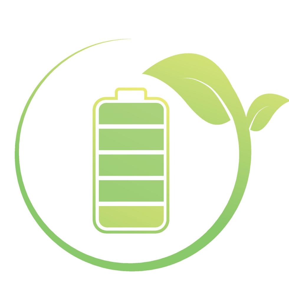 Illustration of green flowering plants and leaves Battery vector