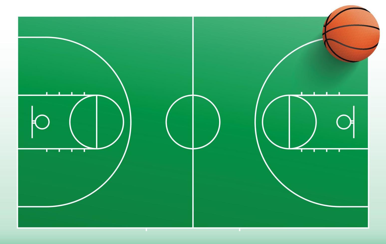 Basketball court, top view, ball in basket Stock Vector