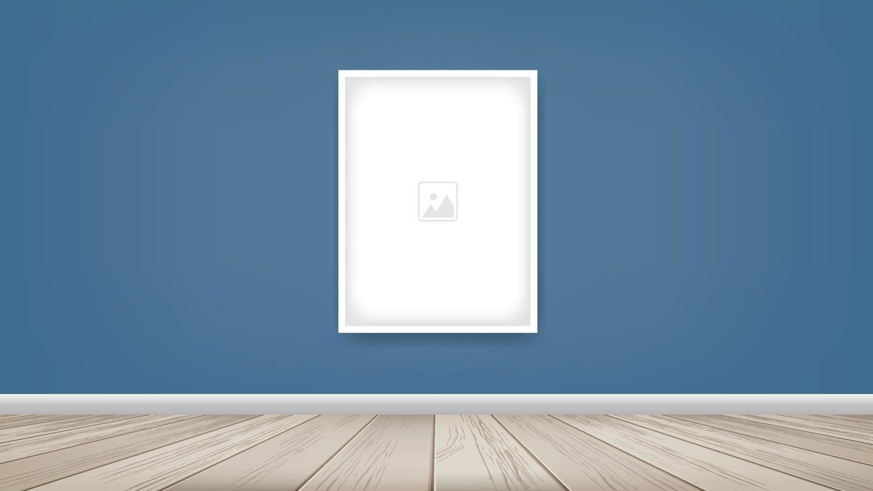 Empty photo frame or picture frame background in wooden room space background. For room design and interior decoration. Vector. vector