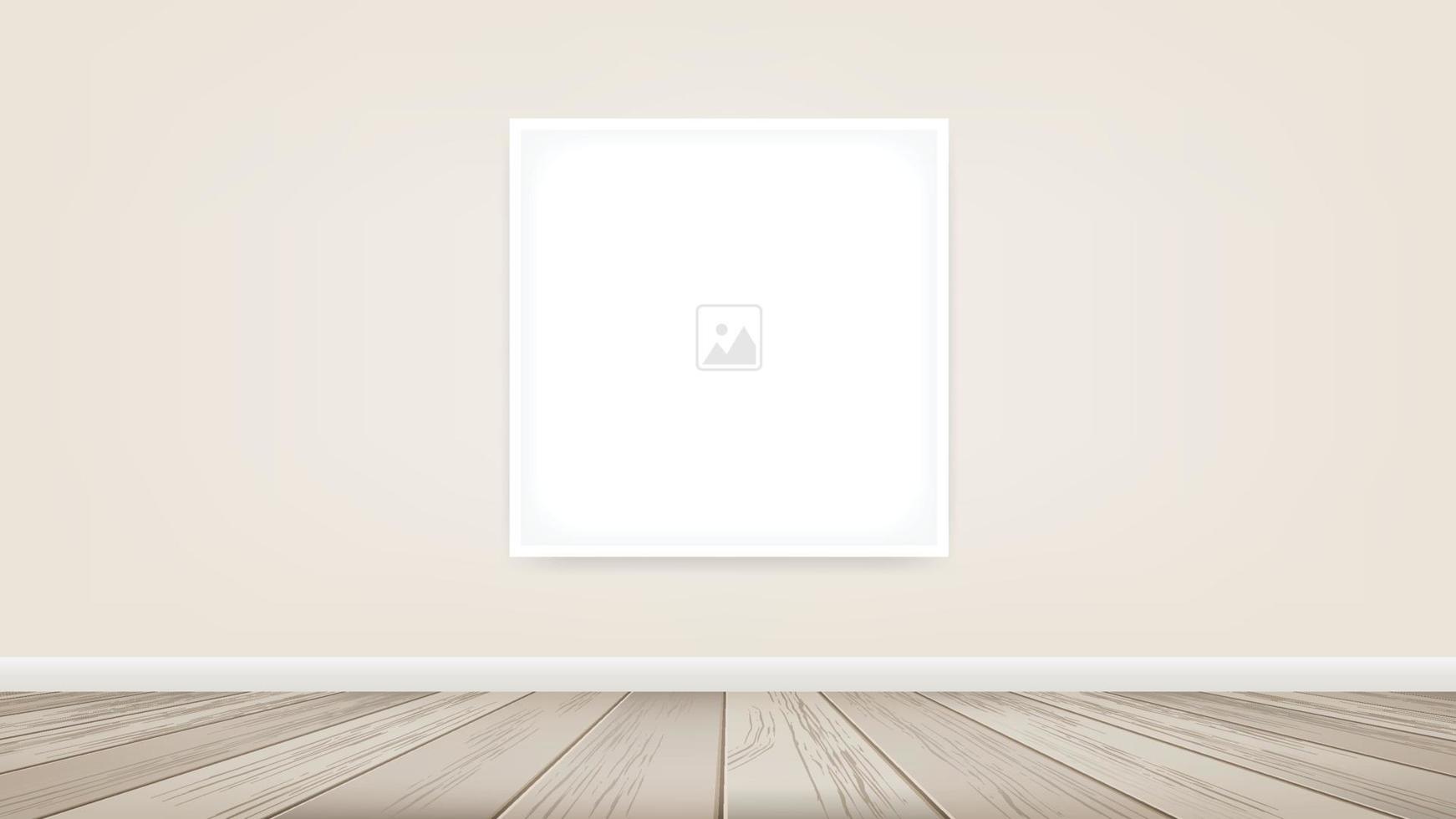 Empty photo frame or picture frame background in wooden room space background. For room design and interior decoration. Vector. vector