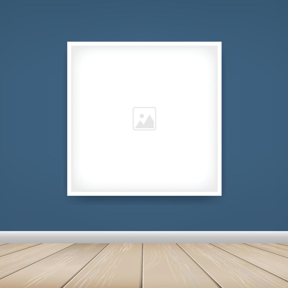 Empty photo frame or picture frame background in wooden room space background. For room design and interior decoration. Vector. vector