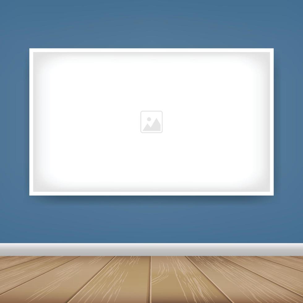 Empty photo frame or picture frame background in wooden room space background. For room design and interior decoration. Vector. vector