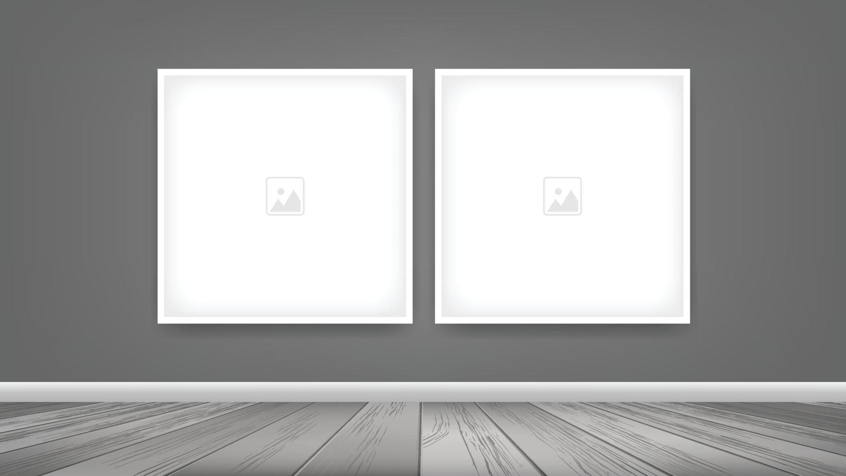 Empty photo frame or picture frame background in wooden room space background. For room design and interior decoration. Vector. vector