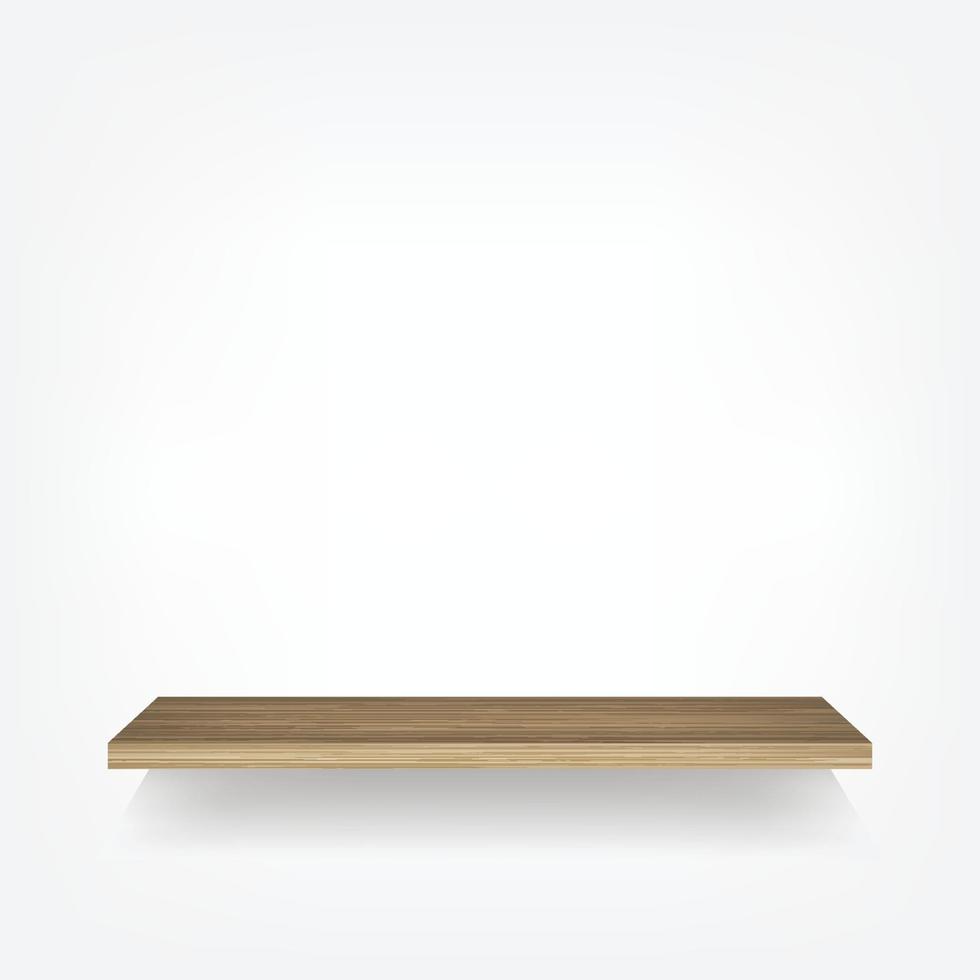 Empty wood shelf on white background with soft shadow. Vector. vector