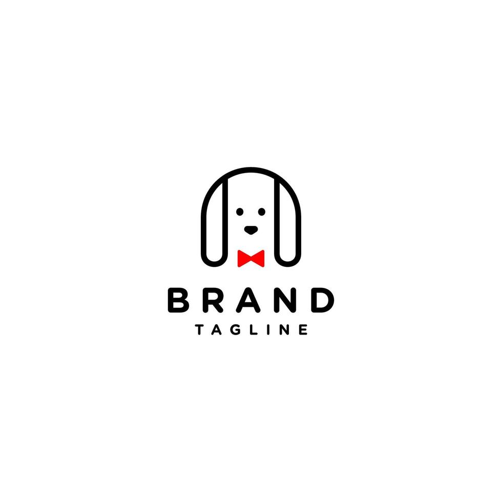 Cute Puppy Heads Are Designed To Shape The Letter N. Cute Puppy Head With Bow Tie Logo. vector