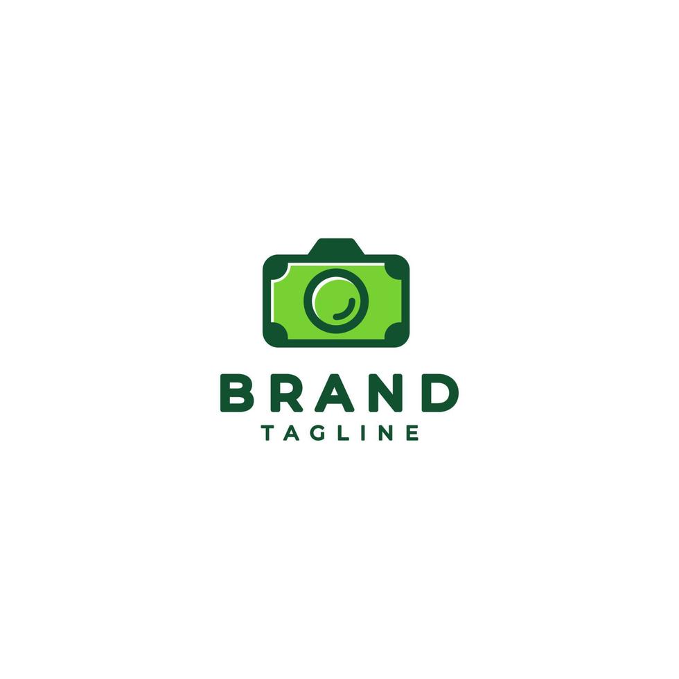 Simple photography logo design in camera icon with money motif. Camera Logo Design with Dollar Money Pattern vector