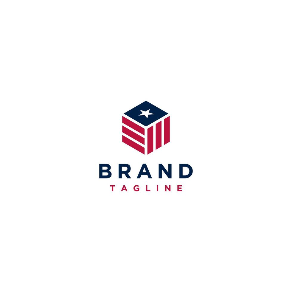 Storage Box Symbol With Patriotism Theme. Box Icon with Star and Red Line Logo Design. vector