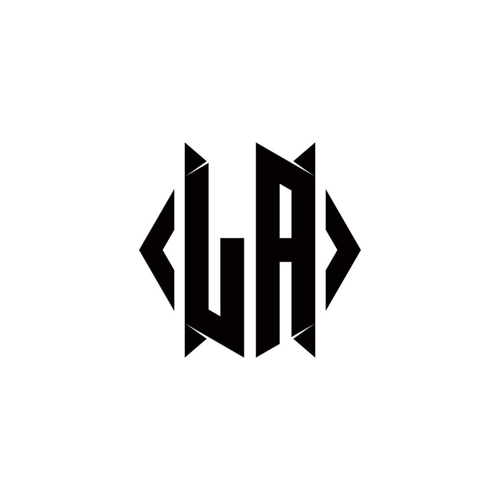 LA Logo monogram with shield shape designs template vector