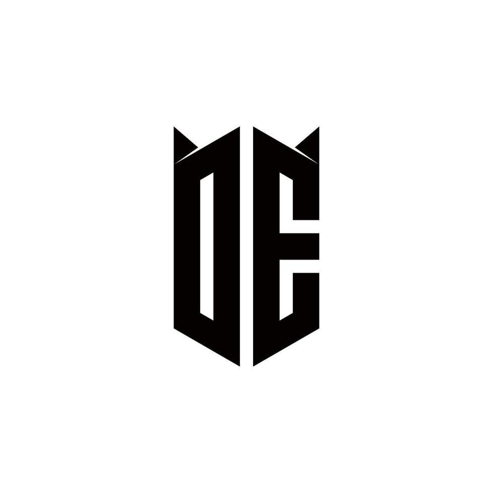 DE Logo monogram with shield shape designs template vector