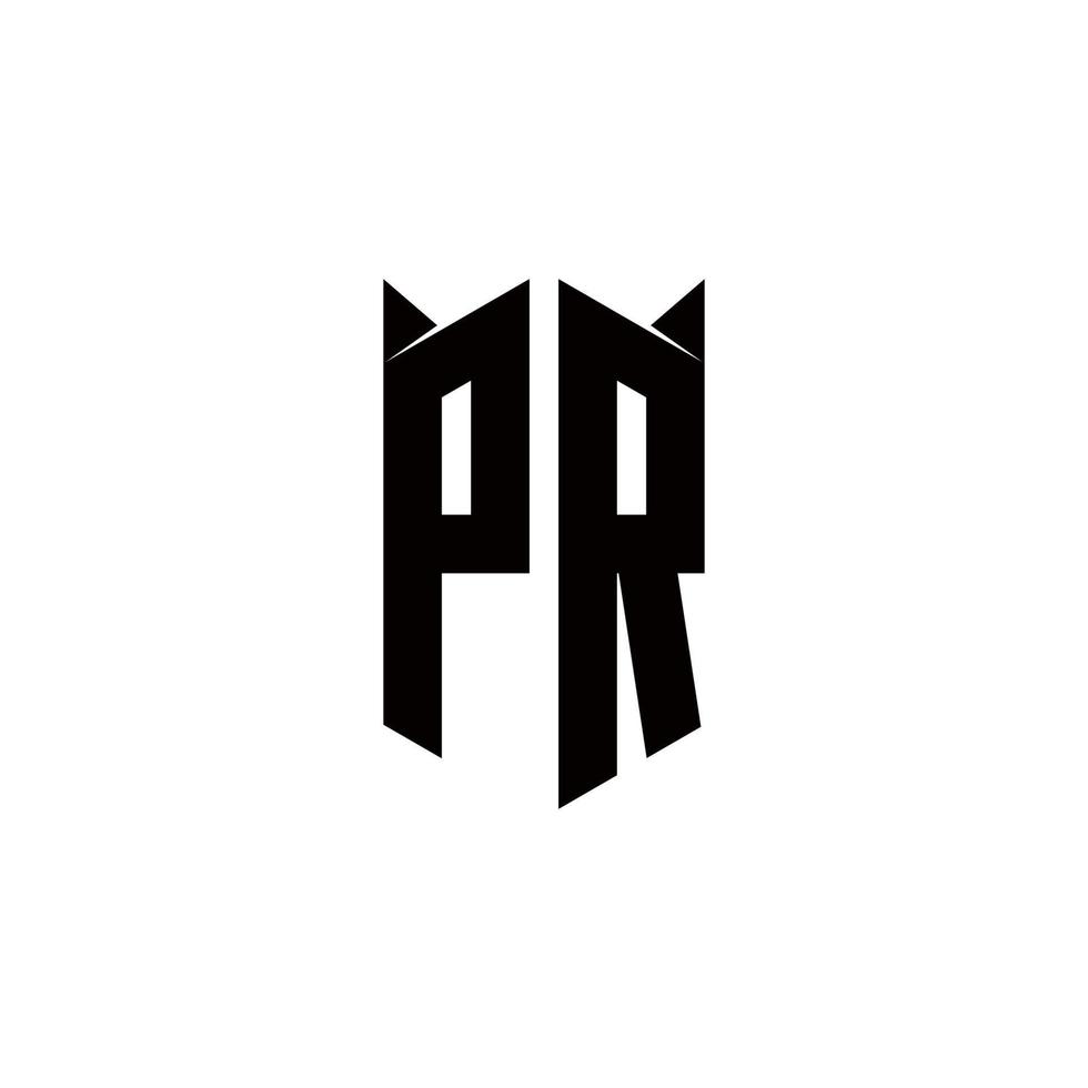 PR Logo monogram with shield shape designs template vector