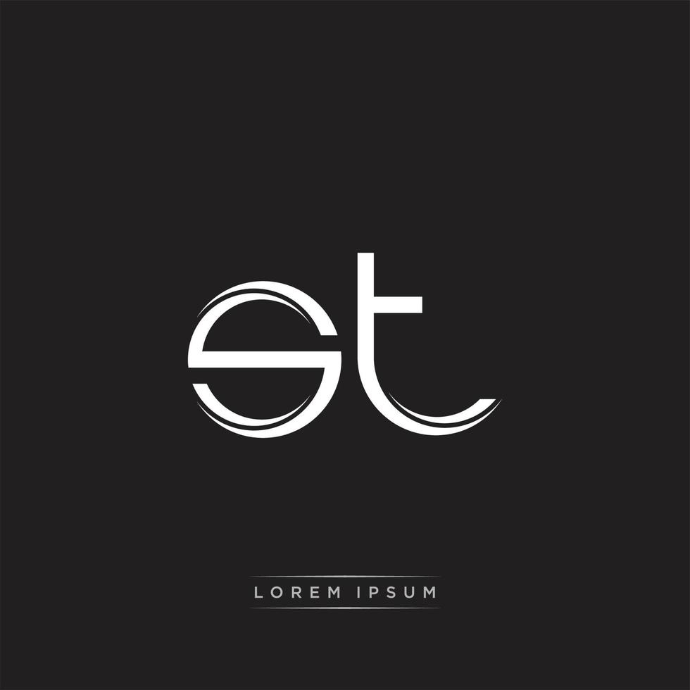 ST Initial Letter Split Lowercase Logo Modern Monogram Template Isolated on Black White vector