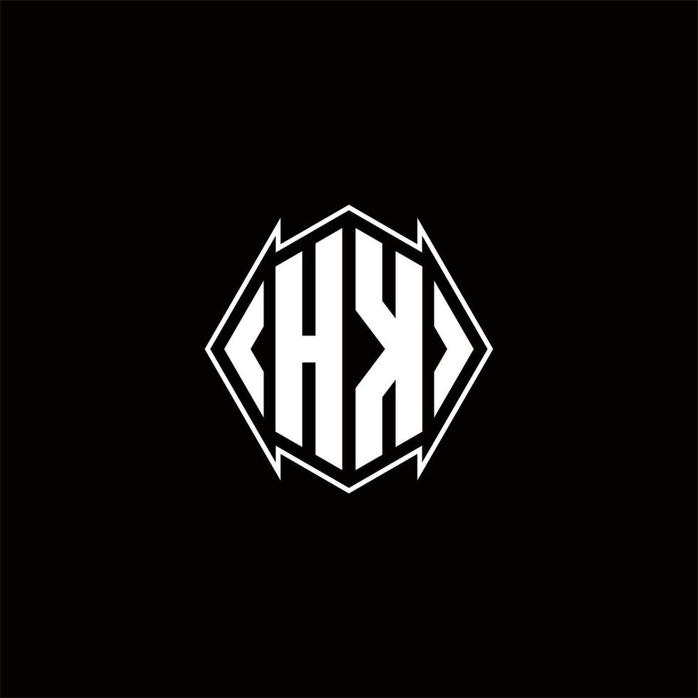 HK Logo monogram with shield shape designs template vector