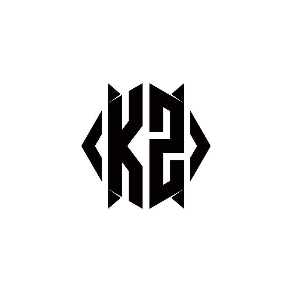 KZ Logo monogram with shield shape designs template vector